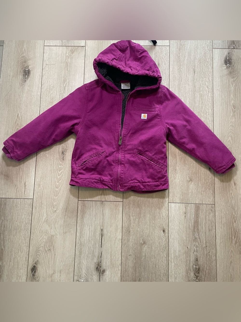 Carhartt Kids Plum Sherpa-Lined Sierra Jacket Girls Workwear Gorpcore Coat XS  6 - Picture 2 of 7